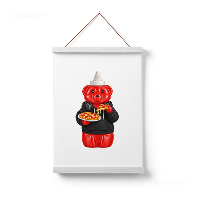 SosKhersiPizza Magnetic Hanger Poster 01 White Wood