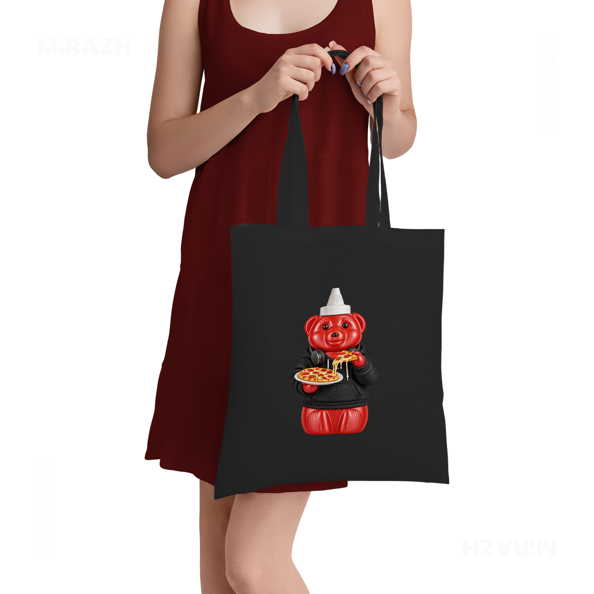 SosKhersiPizza Tote Bags 05 Black
