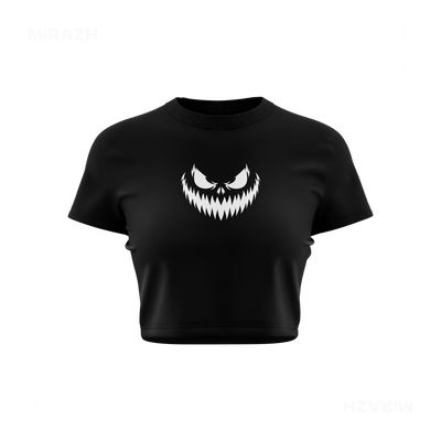 WickedJackOLantern Fitted Crop Top 01 Black
