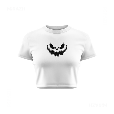 WickedJackOLantern Fitted Crop Top 01 White