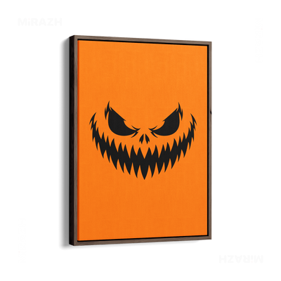 WickedJackOLantern Framed Canvas 01 Dark Wood
