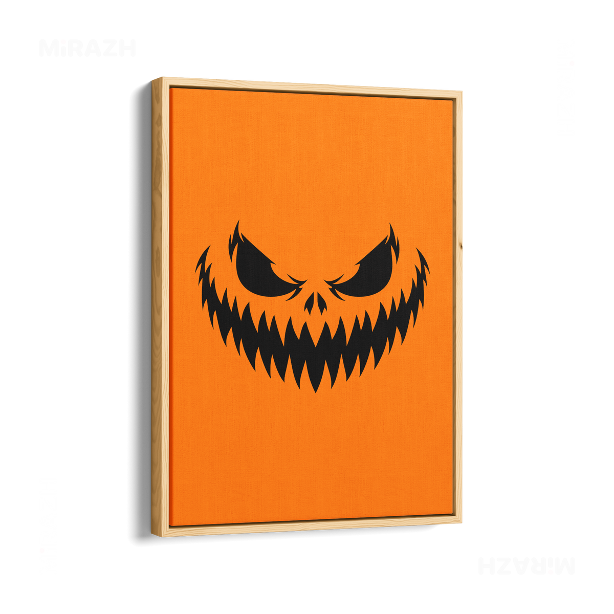 WickedJackOLantern Framed Canvas 01 Natural Wood