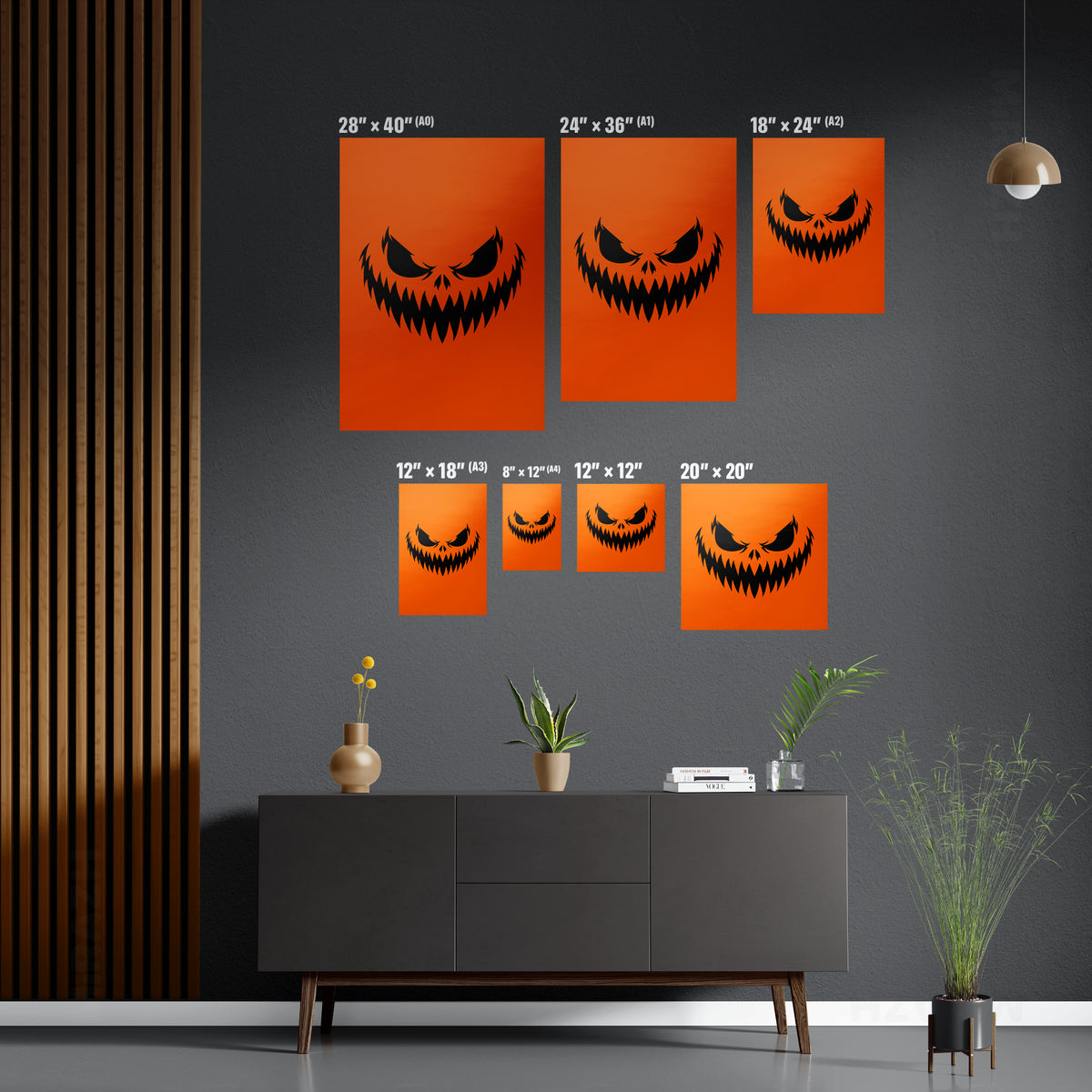 WickedJackOLantern Framed Canvas 05 Dark Wood