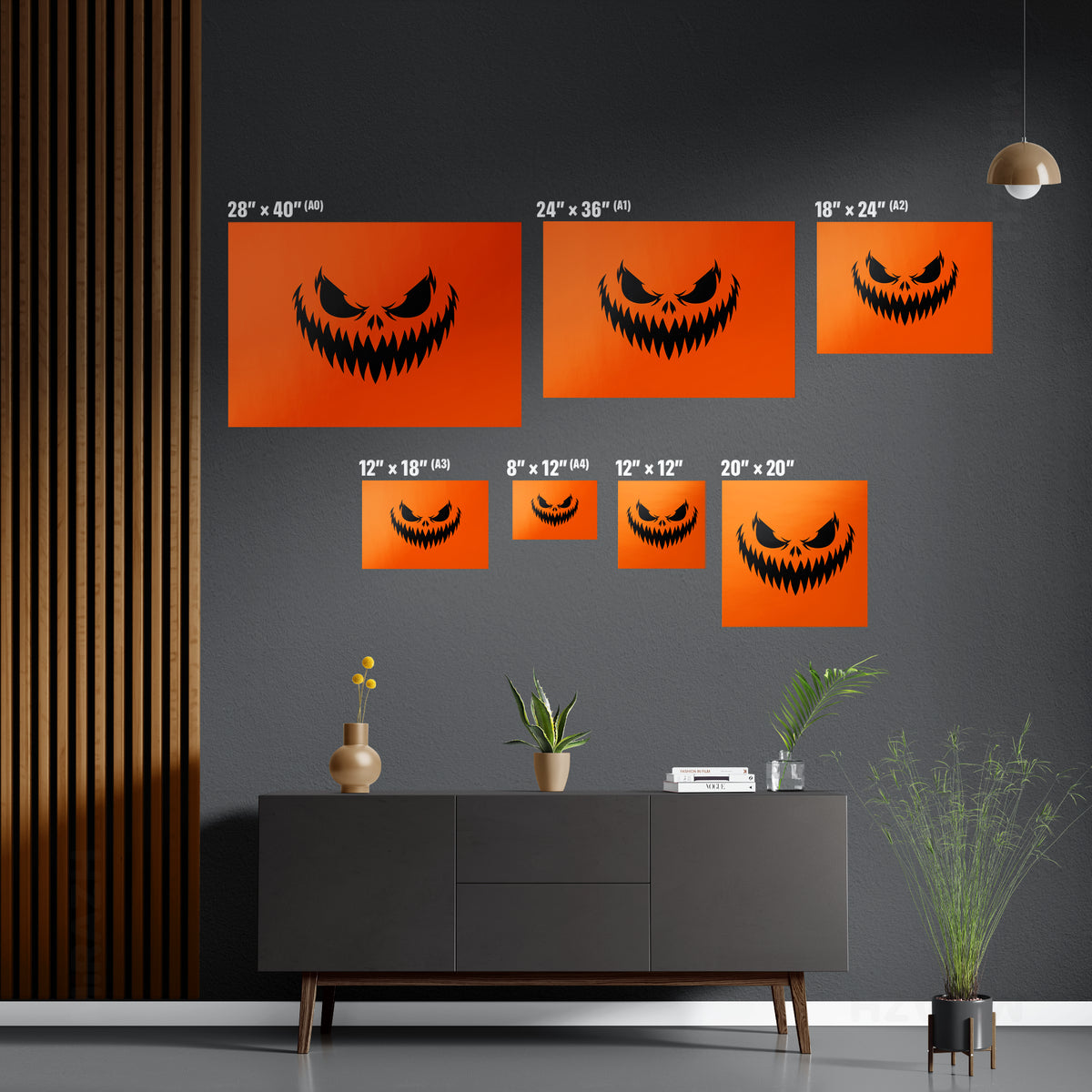 WickedJackOLantern Framed Canvas 06 Natural Wood