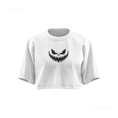 WickedJackOLantern Over Sized Crop Top 01 White