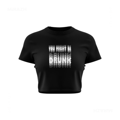 YouMightBeDrunk Fitted Crop Top 01 Black