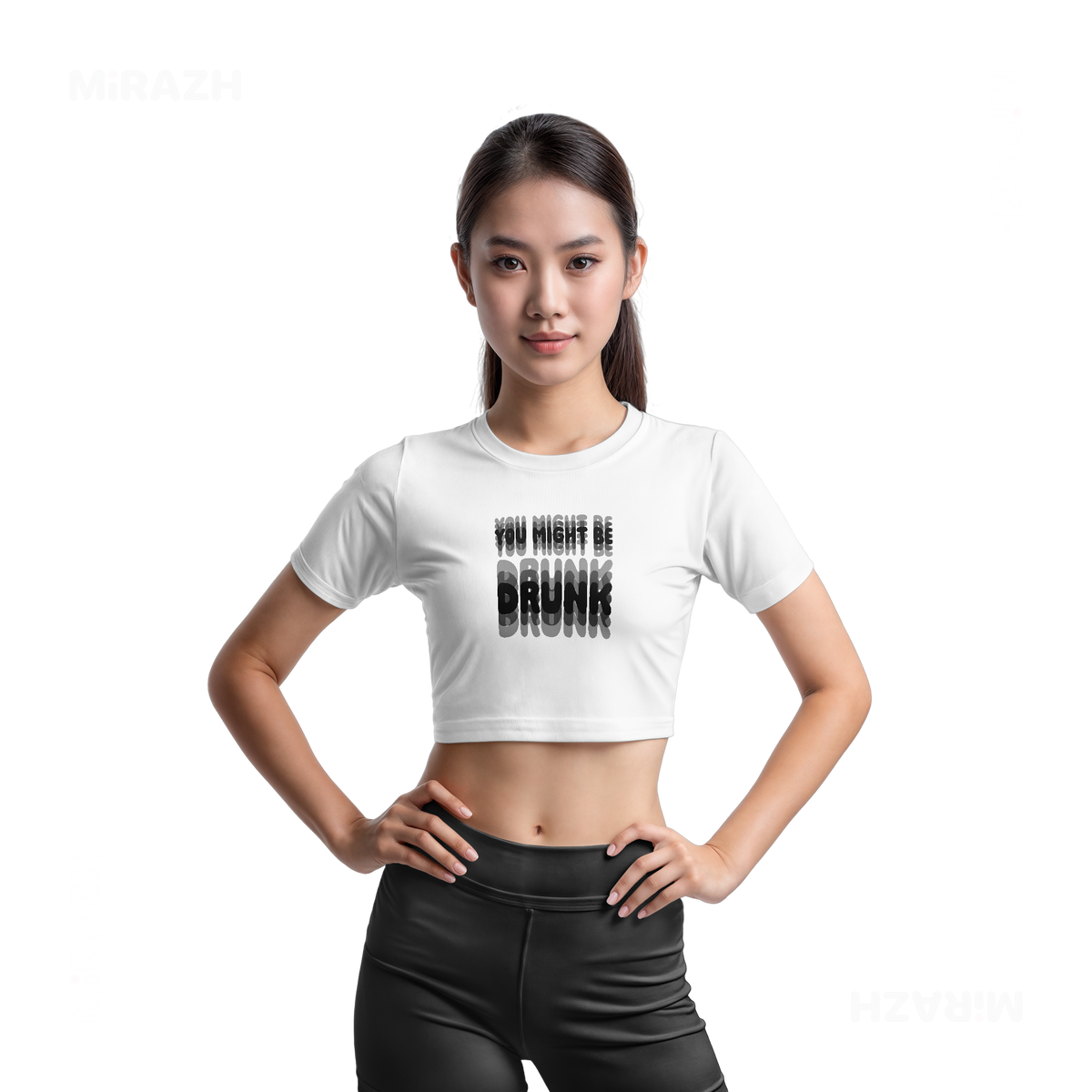 YouMightBeDrunk Fitted Crop Top 03 White