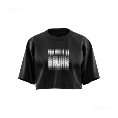 YouMightBeDrunk Over Sized Crop Top 01 Black