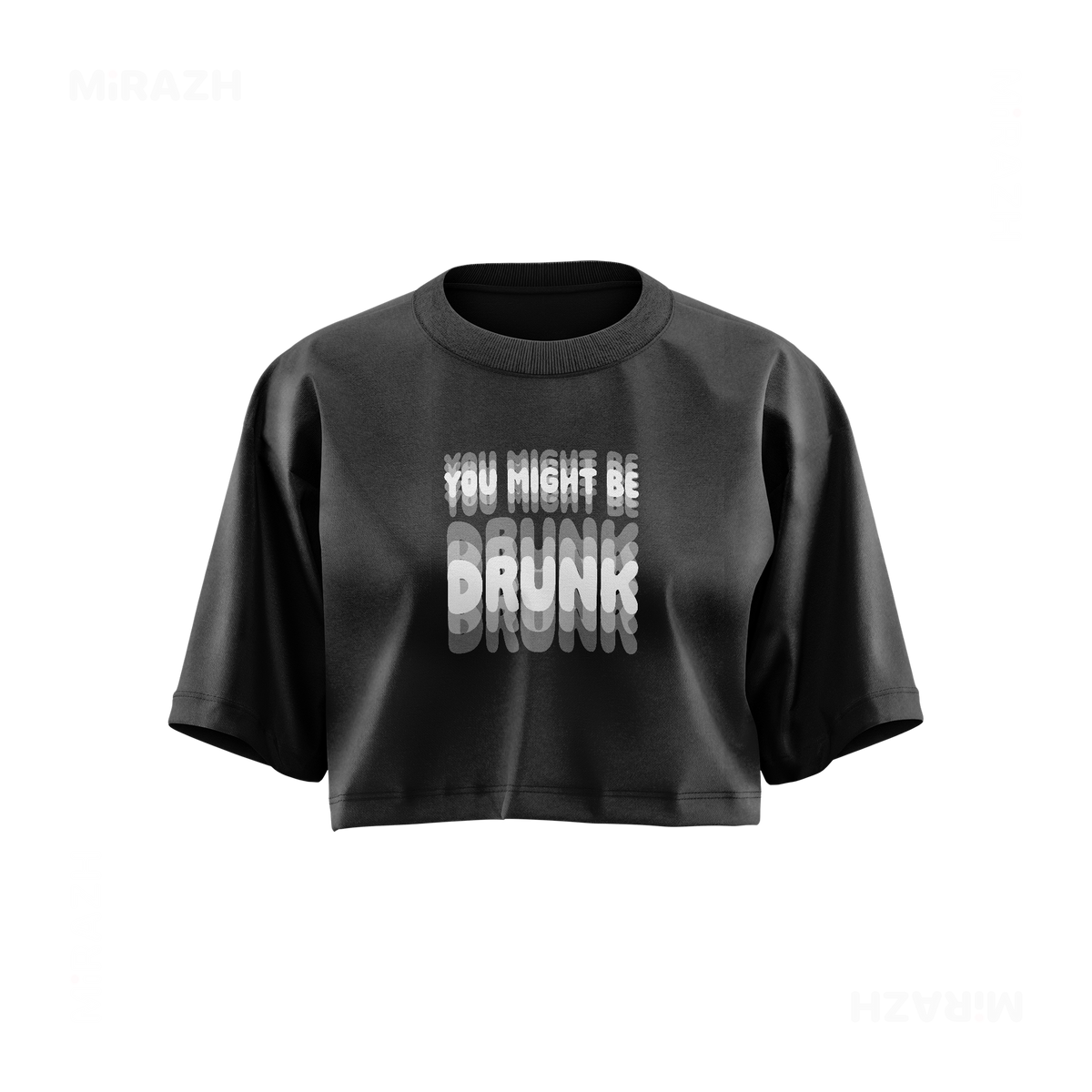 YouMightBeDrunk Over Sized Crop Top 01 Faded Black