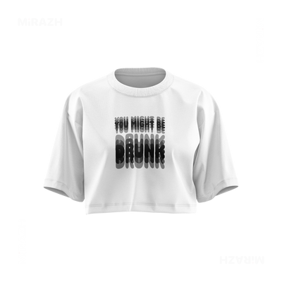 YouMightBeDrunk Over Sized Crop Top 01 White