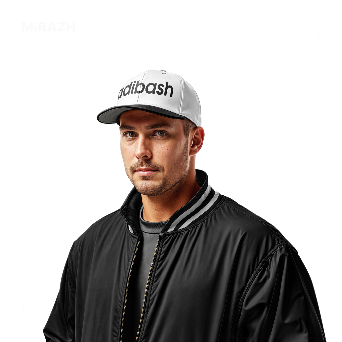 adibash Snapback Caps 02 White Black DTF